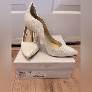 Jessica Simpson Womens Wayva Rhinestone Pointed Toe Heels. Bride heels.